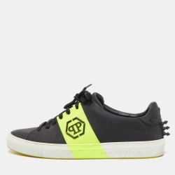 Phillip Plein Black Leather Studded Low Top Sneakers