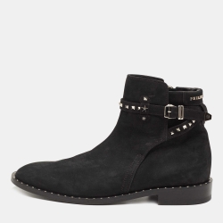 Black Suede Studded Boots