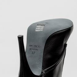 Giuseppe Zanotti For Pierre Balmain Black Leather Lace-Up Folded Boots Size 37