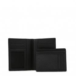 Piquadro Black Pebbled Leather Bifold Wallet