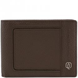 Piquadro Brown Pebbled Leather Bifold Wallet