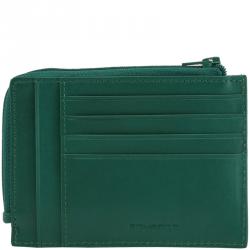 Pre Owned Piquadro Green Leather Credit Card Holder