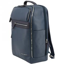 Piquadro Navy Blue Leather Backpack