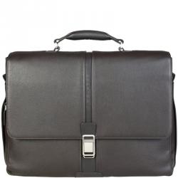 Pre Owned Piquadro Dark Brown Leather Briefcase