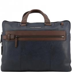 Piquadro Two Tone Leather Briefcase