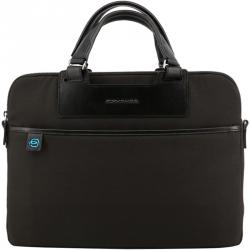 Piquadro Two Tone Fabric and Leather Briefcase