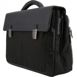 Piquadro Black Nylon and Leather Briefcase