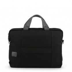 Piquadro Black Fabric and Leather Briefcase 
