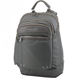 Piquadro Grey Synthetic Fabric and Leather Backpack