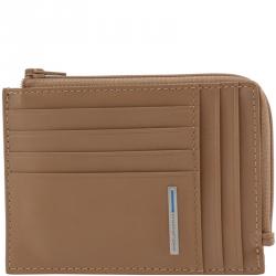 Piquadro Light Brown Leather Credit Card Holder
