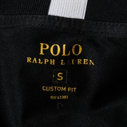Pre Owned Polo Ralph Lauren Black Cotton Black Printed Polo T-Shirt S