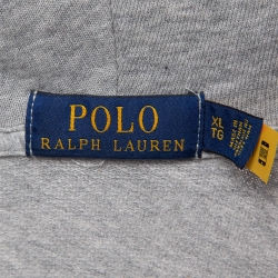 Polo Ralph Lauren Grey Cotton Knit Spa Terry Zipper Hoodie XL