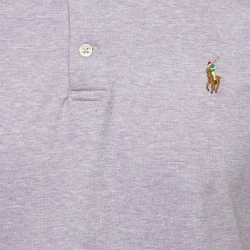 Pre Owned Polo Ralph Lauren Light Purple Cotton Jersey Polo T-Shirt L