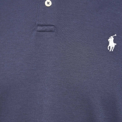 Pre Owned Polo Ralph Lauren Navy Blue Embroidered Cotton Polo T-Shirt M