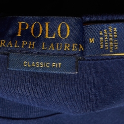 Pre Owned Polo Ralph Lauren Navy Blue Logo Print Cotton Crew Neck T-Shirt M