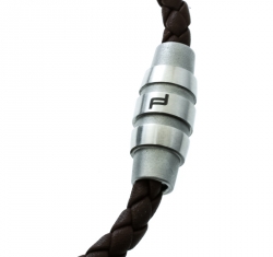 Pre Owned Porsche Design Grooves Brown Braided Leather Stainless Steel Bracelet