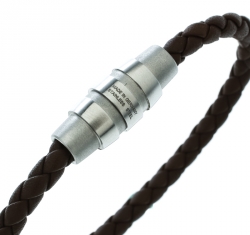 Pre Owned Porsche Design Grooves Brown Braided Leather Stainless Steel Bracelet