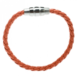Porsche Design Grooves Orange Stainless Steel Braided Leather Bracelet