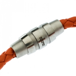 Porsche Design Grooves Orange Stainless Steel Braided Leather Bracelet