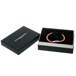 Porsche Design Grooves Orange Stainless Steel Braided Leather Bracelet