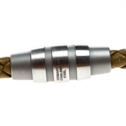 Pre Owned Porsche Design Grooves Yellow Leather Stainless Steel Triple Wrap Bracelet