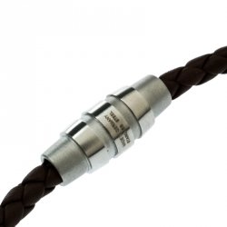 Porsche Design Grooves Brown Braided Leather Stainless Steel Bracelet