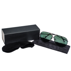 Pre Owned Porsche Design Silver/Dark Green P'8487 Aviator Sunglasses