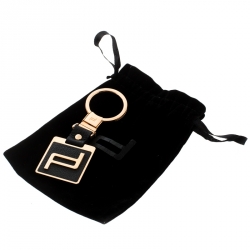 Porsche Design Black Leather Icon Gold Tone Key Ring