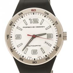 Porsche Design White Stainless Steel Flat Six P'6300 Men's Wristwatch 44 mm