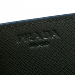 Pre Owned Prada Grey Saffiano Leather Card Holder