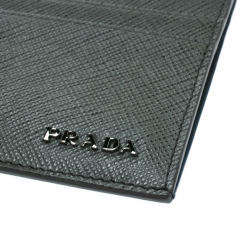 Pre Owned Prada Grey Saffiano Leather Card Holder