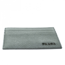 Pre Owned Prada Grey Saffiano Leather Card Holder