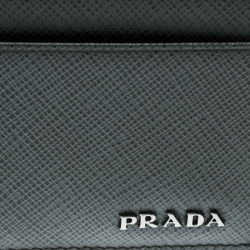 Pre Owned Prada Grey Saffiano Leather Card Holder