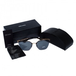 Pre Owned Prada Gold/Black Polarized SPR 68T Cinema Evolution Cat Eye Sunglasses