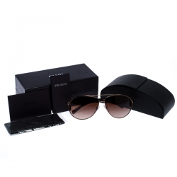 Pre Owned Prada Dark Brown Tortoise Gradient SPR50N Aviator Sunglasses