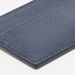 Prada Navy Blue/Black Saffiano Metal Leather Card Holder
