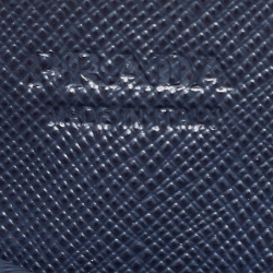 Prada Navy Blue/Black Saffiano Metal Leather Card Holder