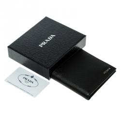 Pre Owned Prada Black Saffiano Bicolo Leather Bifold Wallet