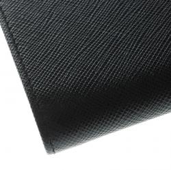Pre Owned Prada Dark Blue Saffiano Bicolo Leather Bifold Wallet