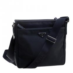 Pre Owned Prada Navy Blue Nylon Messenger Bag
