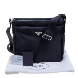 Pre Owned Prada Navy Blue Nylon Messenger Bag