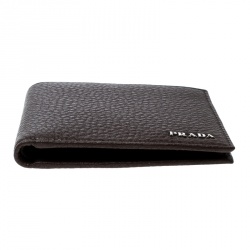 Pre Owned Prada Brown Leather Bifold Wallet