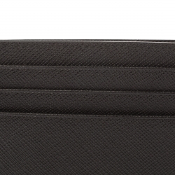 Pre Owned Prada Black Saffiano Leather Card Holder