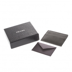Pre Owned Prada Black Saffiano Leather Card Holder
