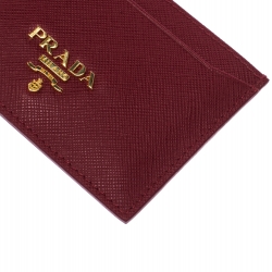 Pre Owned Prada Red Saffiano Leather Card Holder 
