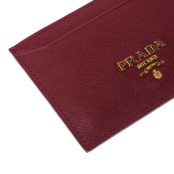 Pre Owned Prada Red Saffiano Leather Card Holder 