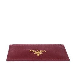 Pre Owned Prada Red Saffiano Leather Card Holder 
