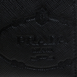Prada Black Saffiano Leather Zip Around Wallet