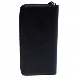 Pre Owned Prada Black/Blue Saffiano Leather Zip Around Organizer