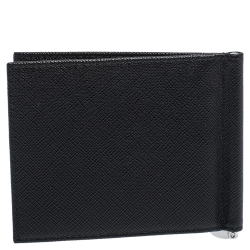 Prada Black Saffiano Lux Leather Money Clip Wallet